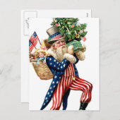 アンクルサムサンタクロースのクリスマス シーズンポストカード (正面/裏面)