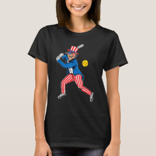 アンクルサムソフトボールアメリカ国旗の独立記念日B Tシャツ