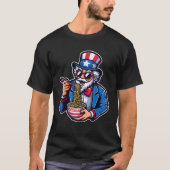 アンクルサムラーメンアニメUSAアメリカ国旗7月4日 Tシャツ (正面)