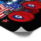 アンクルサム乗馬モンスタートラック7月4日おもしろい少年 ポスター (角)