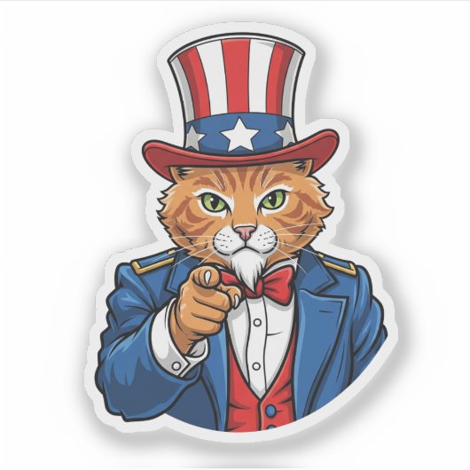アンクルサム猫 – Patriotic Cat シール (正面)