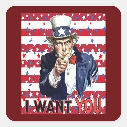 アンクルサム私は星とストライプであなたが欲しい スクエアシール (正面)