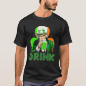 アンクルサム終日飲むアイリッシュビールセントパトリックのダ Tシャツ (正面)
