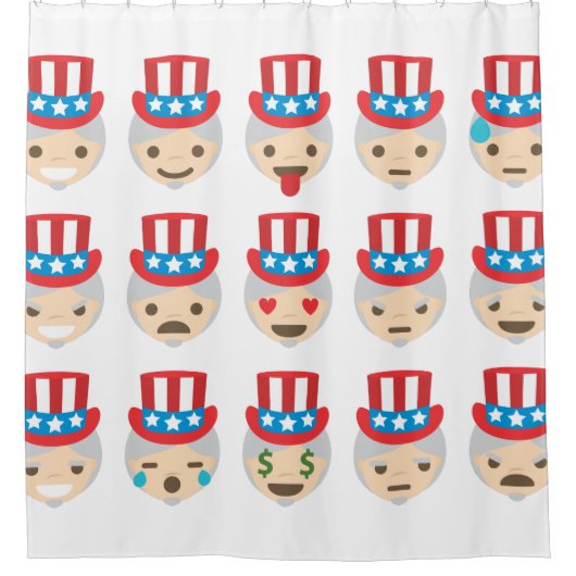 アンクルサム絵文字バスルームのシャワーカーテン シャワーカーテン (正面)