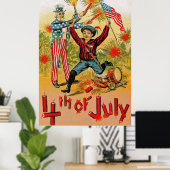 アンクルサム花火の子ヴィンテージ7月4日 ポスター (ホームオフィス)
