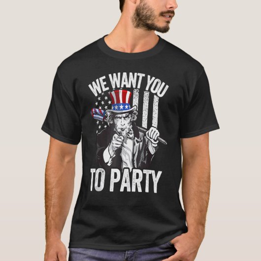 アンクルサム花火7月4日アメリカ合衆国F Tシャツ (正面)