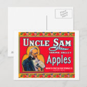 アンクルサム・アップルラベル（赤） – ワシントン州ワパト ポストカード (正面/裏面)