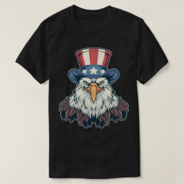アンクルサム・ハットの愛国的なハゲのワシ Tシャツ