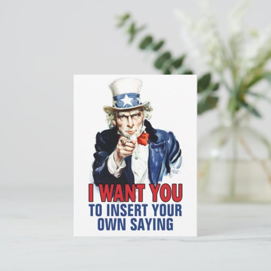 アンクルサム – 私はあなたの文字を挿入しカスタムたい ポストカード (スタンド正面)