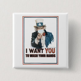 アンクルサム"私はあなたを"あなたの手を洗う！ 缶バッジ