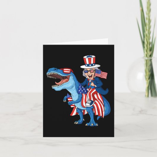 アンクルサムTレックスに乗る7月の4番目の男の子の子の子 カード (正面)