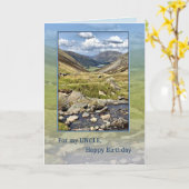 アンクル誕生日マウンテンランドスケープ カード (黄色い花)