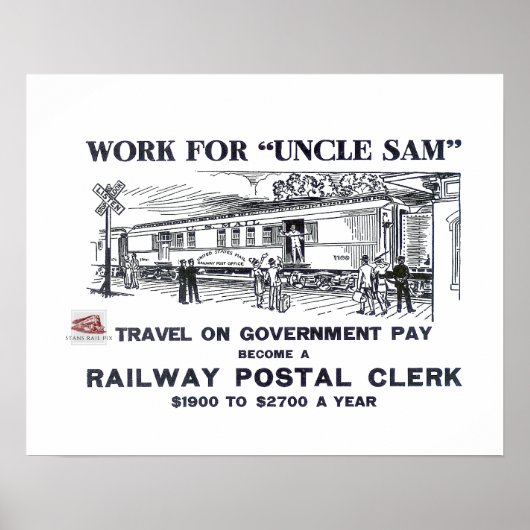 アンクル・サムの仕事 – 鉄道郵便書記 ポスター (正面)
