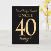 アンクル・誕生日、ブラックへのシック40番目の金ゴールド効果 カード (黄色い花)