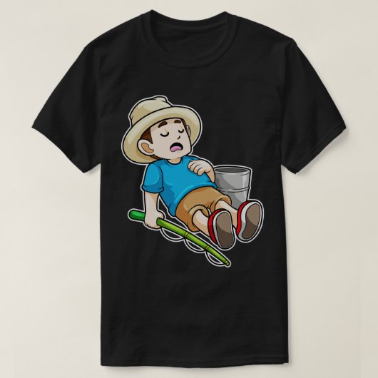 アングラーと魚釣りロッドバケット2 Tシャツ (デザイン正面)