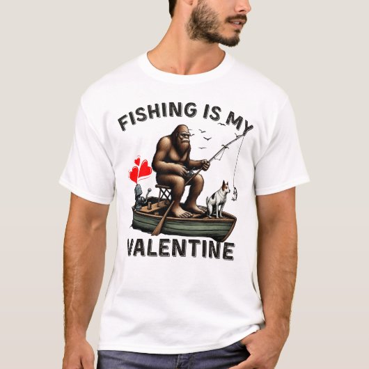 アングラーのハート:バレンタインデー Tシャツ (正面)