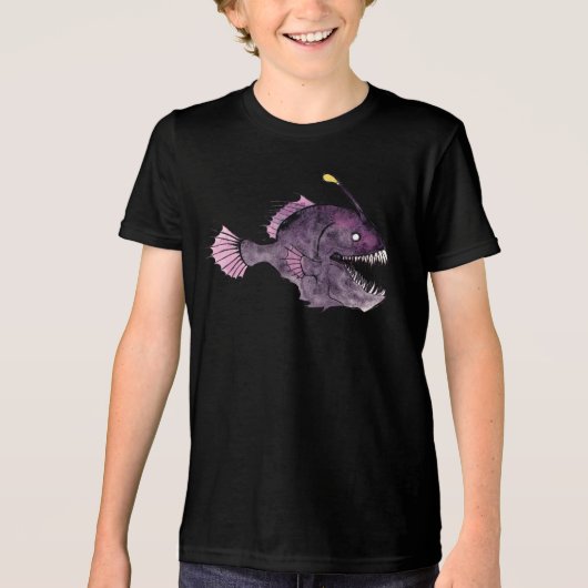 アングラーフィッシュの水彩画 トライブレンドTシャツ (正面)