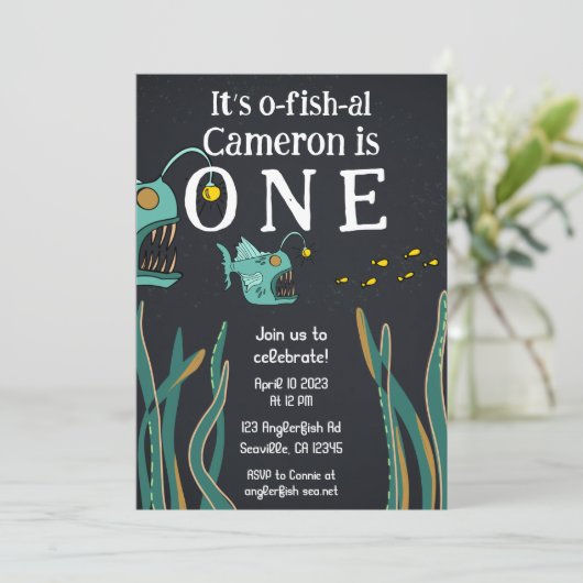 アングラーフィッシュ深いシー海ファースト誕生日 招待状 (スタンド正面)