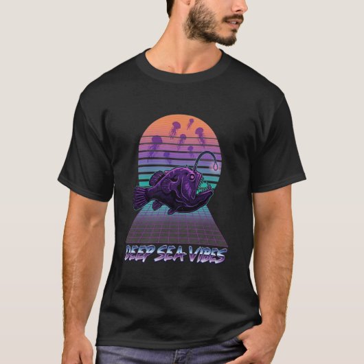 アングラーフィッシュ クラゲ レトロ Tシャツ (正面)
