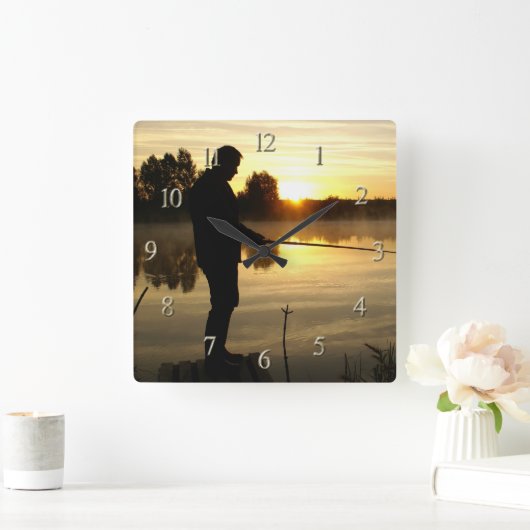 アングラー朝のアクリルの壁掛け時計 スクエア壁時計 (ホーム)