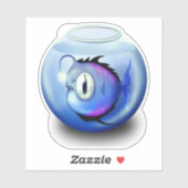 アングラー魚の水族館の魚のボウル可愛い青い白 シール (シート)