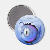 アングラー魚の水族館の魚のボウル可愛い青 マグネット (正面/裏面)