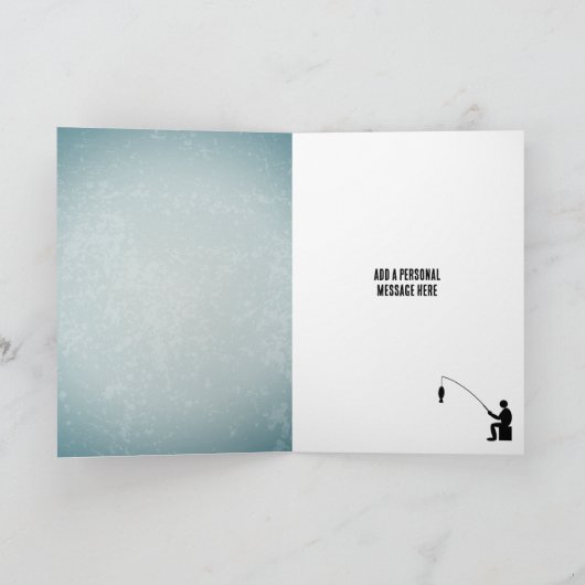 アングラー&フィッシュテーマ男性誕生日またはお祝い カード (内部)