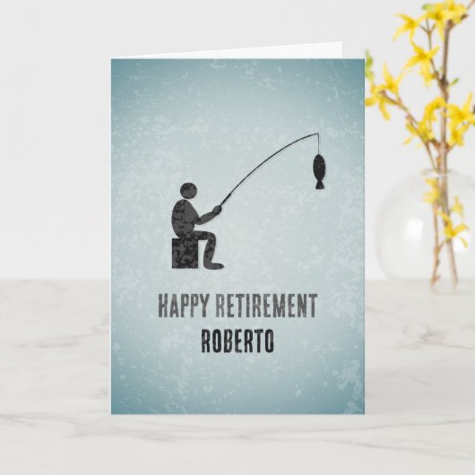 アングラー&フィッシュテーマ男性誕生日またはお祝い カード (黄色い花)