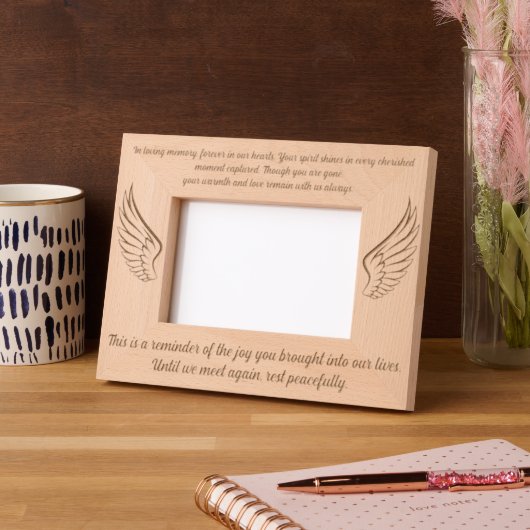 アングルウィングス葬儀カスタムメッセージ記念写真 レーザー彫刻フレーム (左)
