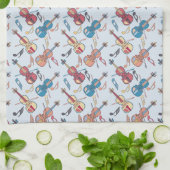 アングルバイオリンと音楽ノート キッチンタオル (折り畳み)