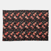 アングルバイオリンと音楽ノート キッチンタオル (横)