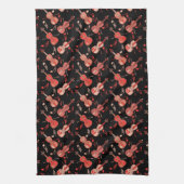 アングルバイオリンと音楽ノート キッチンタオル (縦)