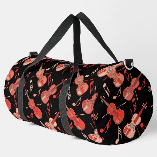 アングルバイオリンと音楽ノート ダッフルバッグ (左コーナー)