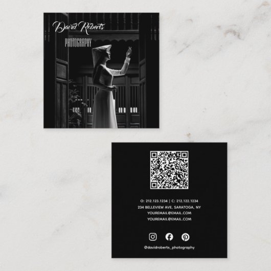 アングルモダン率直な写真。 スクエア名刺 (正面/裏面)