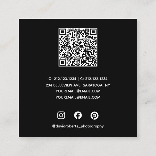 アングルモダン率直な写真。 スクエア名刺 (裏面)