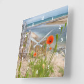 アングレシーウェールズ風光明媚なビュービーチアンドワイルドポピー スクエア壁時計 (傾斜)