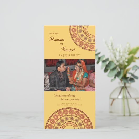 アングロインディアンヘ結婚ンナの感謝フォトカード サンキューカード (スタンド正面)