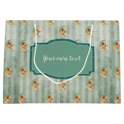 アンゲリックヴィンテージセージグリーンストライプズ ラージペーパーバッグ (正面)