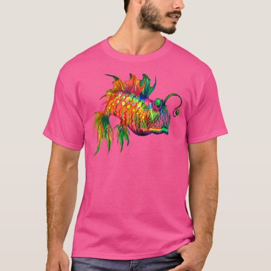 アンコウ 派手な虹色 深海魚 Tシャツ (正面)