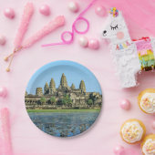 アンコールワットと湖の反射 – カンボジア ペーパープレート (パーティー)