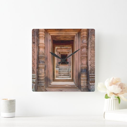 アンコールワットエントリーウェイ（カンボジア） スクエア壁時計 (ホーム)