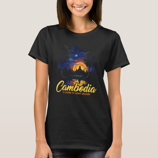 アンコールワットカンボジアクメール伝統的カンボジアデ Tシャツ (正面)