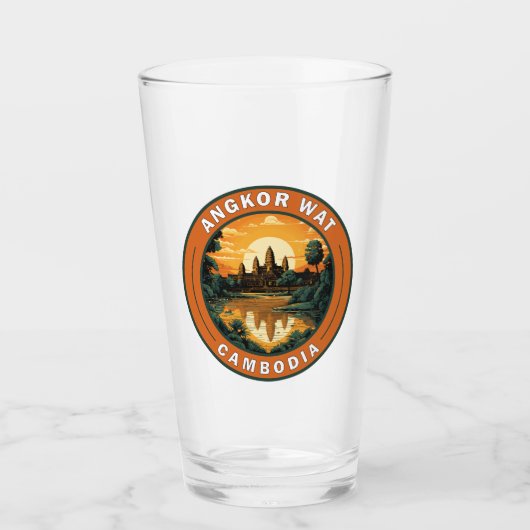 アンコールワットカンボジアトラベルアートバッジ タンブラーグラス (正面)