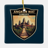 アンコールワットカンボジアトラベルアートヴィンテージ セラミックオーナメント (正面)