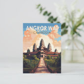 アンコールワットカンボジアトラベルアートヴィンテージ ポストカード (スタンド正面)