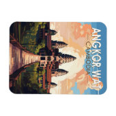 アンコールワットカンボジアトラベルアートヴィンテージ マグネット (横)