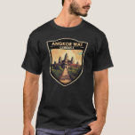 アンコールワットカンボジアトラベルアートヴィンテージ Tシャツ<br><div class="desc">アンコールワットのベクトルアートワーク。アンコールワットはカンボジアの寺院で、ギネス世界記録によって世界最大の宗教構造と考えられている。カンボジア北部の古代クメールの首都アンコールに位置する。</div>