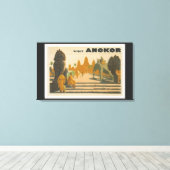 アンコールワットカンボジアヴィンテージトラベルプリント キャンバスプリント (インサイチュ (ウッドフロア))