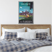 アンコールワットカンボジアヴィンテージトラベルプリント キャンバスプリント (インサイチュ (寝室))