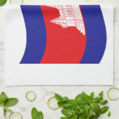 アンコールワットカンボジア国旗の波 キッチンタオル (折り畳み)